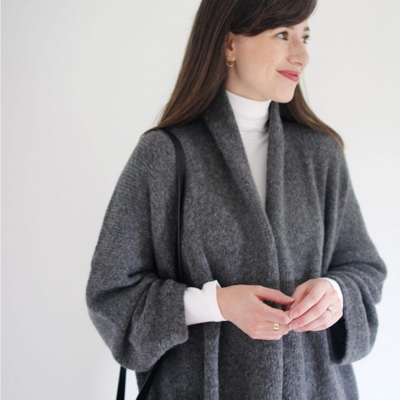 Bare Knitwear Baby Alpaca Coat cardigan in Charcoal Lauren Manoogian OS - Picture 4 of 8